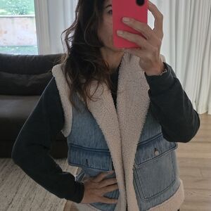 ZARA Denim and Sherpa Vest